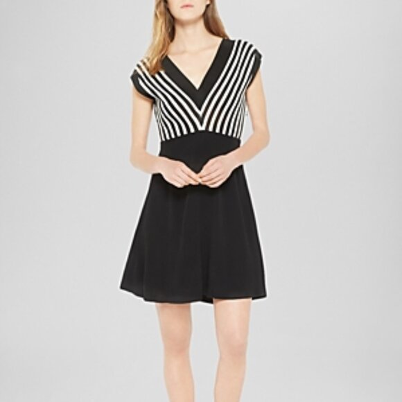Sandro Dress - Romola Striped Bodice Size 1 US XS/S - Picture 1 of 9